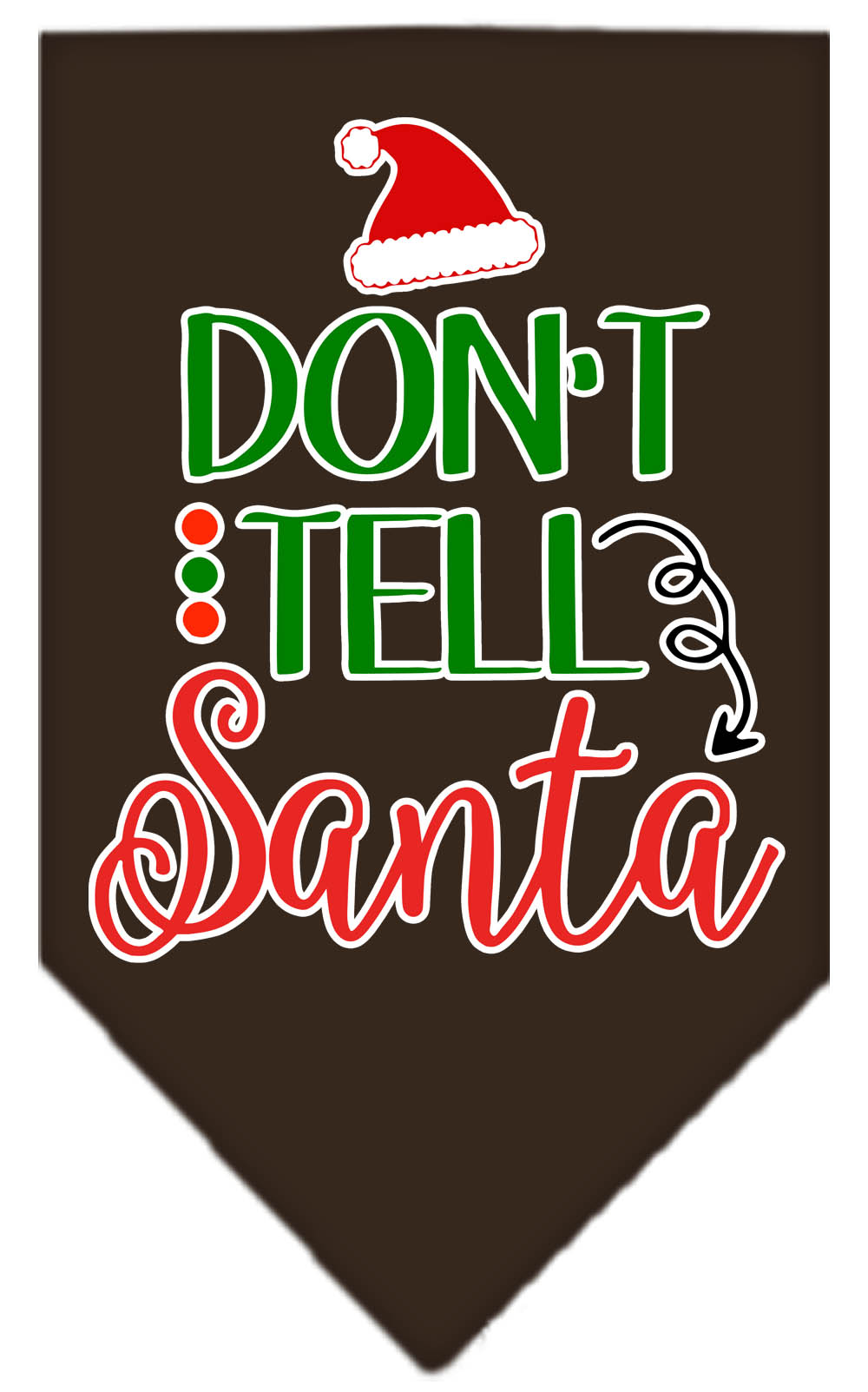 Don't Tell Santa Screen Print Bandana Cocoa Small